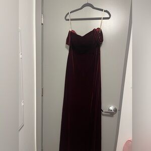 Jenny You Bridesmaids Dress Burgundy Velvet Size 12